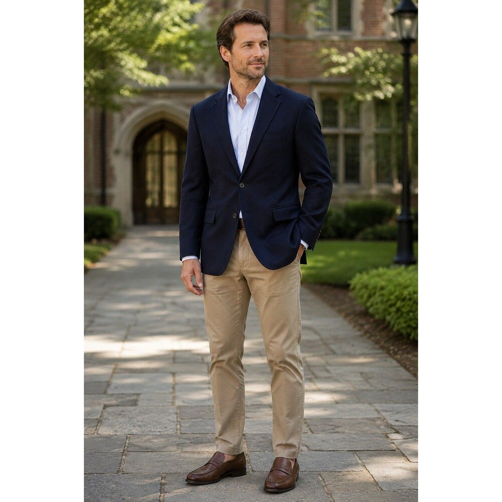 Ralph Lauren Men's 42R Camel Hair Blazer Sport Coat Navy Blue Jacket 42 Regular